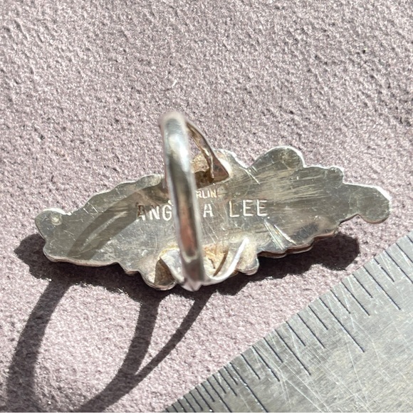 Vintage Signed Angela Lee Navajo Sterling Peyote Cactus Flowers Leaves Ring - Picture 9 of 9